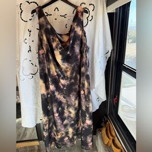 Eloquii Multicolor tie dye silky formal Sleeveless cutout back Dress size 24